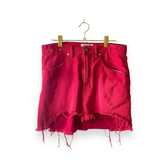 One Teaspoon Vanguard High Waist Denim Skirt in Red Envy Size 27 - Picture 7 of 15